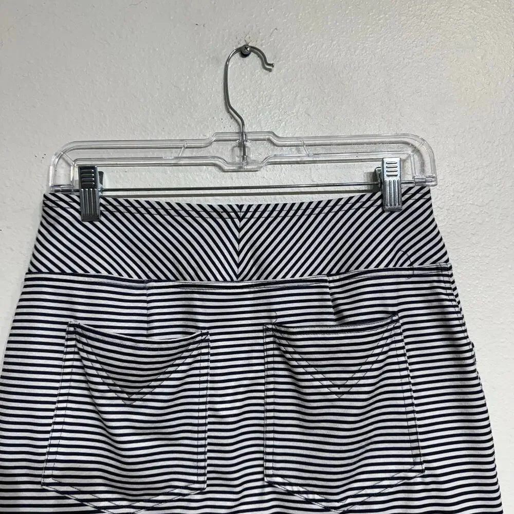 Dona Jo Navy White Stripe Athletic Golf Pickleball Tennis Skort Sz M